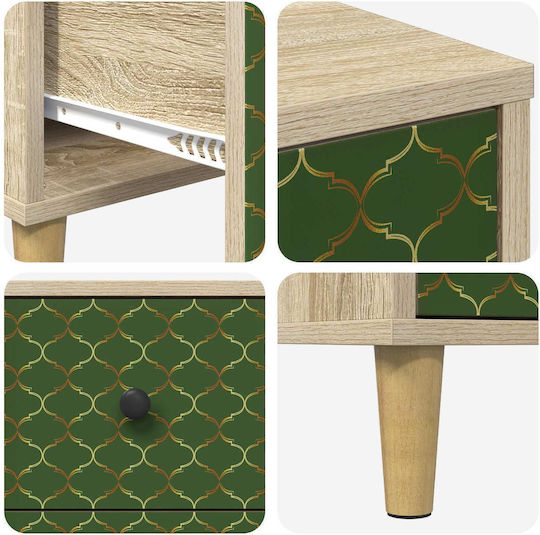 Wooden Beige Bedside Tables 2 Pieces 36x33x60cm