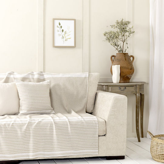 Nima Roven Armchair Throw Chenille 180x180cm Beige