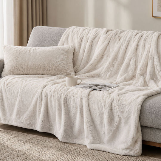 POL Armchair Throw Fur 130x170cm Ivory