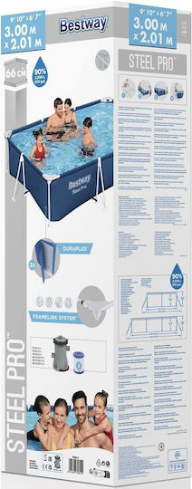 Bestway Pro Piscină PVC 3300lt Cu Cadru Metalic 66x300x201cm Albastră