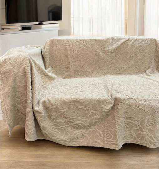 Linea Home Rossa Αντιολισθητικό Ριχτάρι Τριθέσιου Καναπέ Γούνινο 180x300εκ. Κρεμ