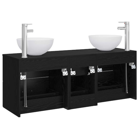 vidaXL Πάγκος χωρίς Νιπτήρα Μ49.5xΒ35xΥ63cm Μαύρη Δρυς
