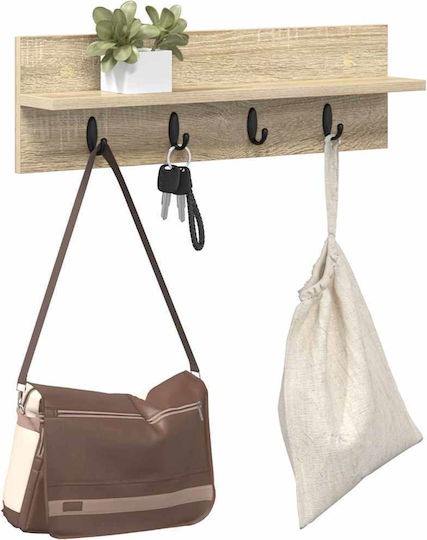 vidaXL Wooden Wall Hanger Brown 60x18x10.5cm 1pc