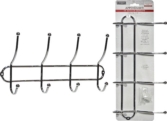 General Trade Wall Hanger Metal 8 Hooks Silver 35x18x6cm