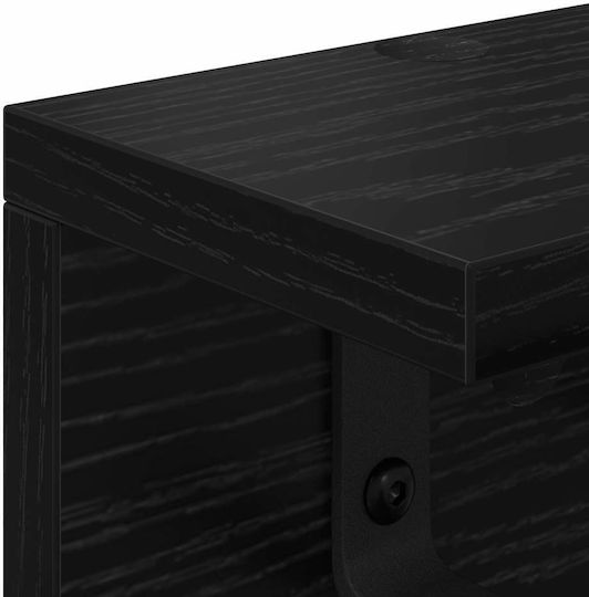 vidaXL Wooden Wall Hanger Black 60x10.5x10.5cm
