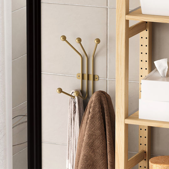 Κρεμάστρα Τοίχου 6 Θέσεων Ant 494pyt1148 23x13x30cm Gold Wallity Μέταλλο