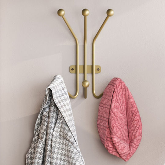 Κρεμάστρα Τοίχου 6 Θέσεων Ant 494pyt1148 23x13x30cm Gold Wallity Μέταλλο