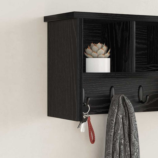 vidaXL Wooden Wall Hanger Black 50x26x16cm