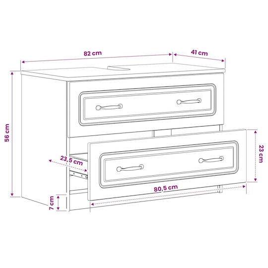 vidaXL Πάγκος χωρίς Νιπτήρα Μ82xΒ41xΥ56cm Δρυς