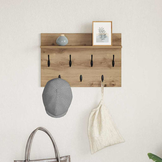 vidaXL Wooden Wall Hanger Beige 60x12x40cm 1pc