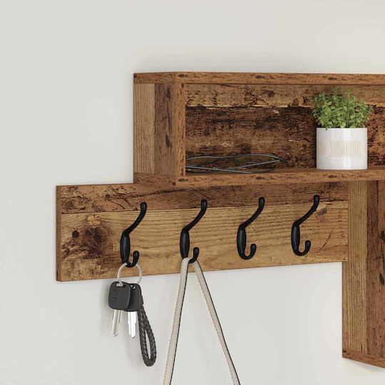 vidaXL Wooden Wall Hanger Brown 100x43.5cm 1pc