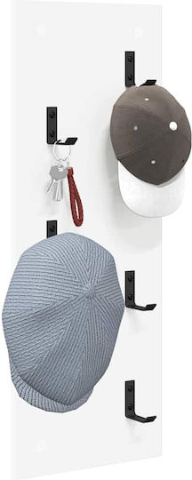 vidaXL Wooden Wall Hanger 5 Hooks White