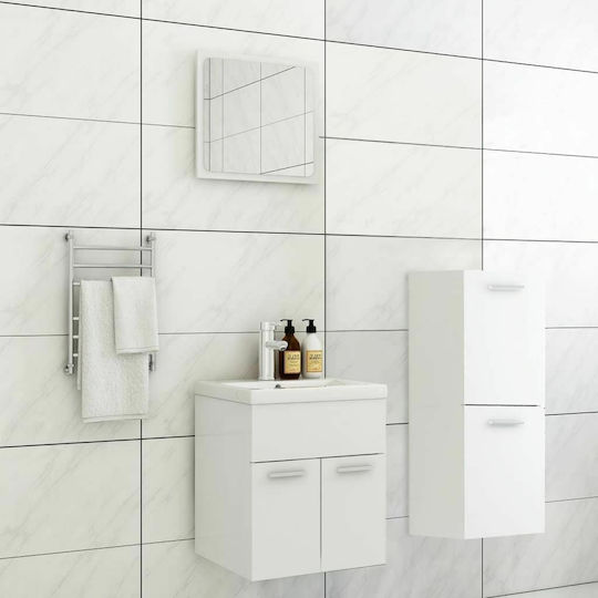vidaXL Countertop with Sink, Mirror & Column L41xW38.5xH46cm White