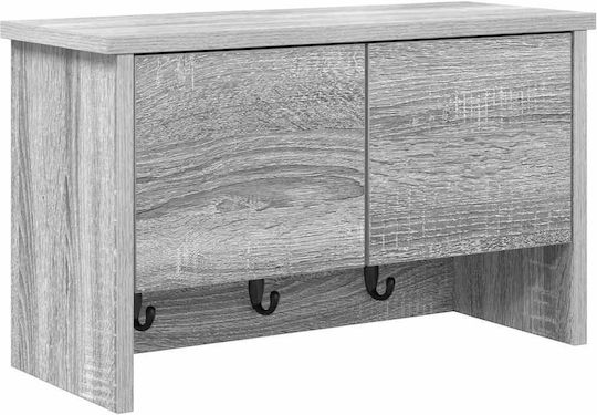 vidaXL Κρεμάστρα Τοίχου Ξύλινη 3 Θέσεων Γκρι 50x30x20cm