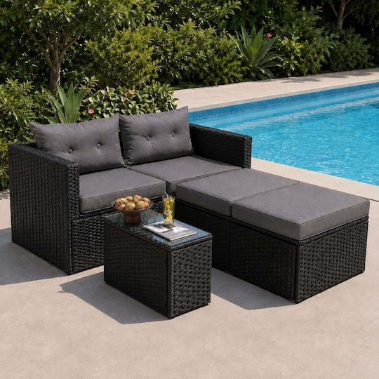 Set Salon Exterior Jakarta 2 Piese Negru cu Perne E6624,1