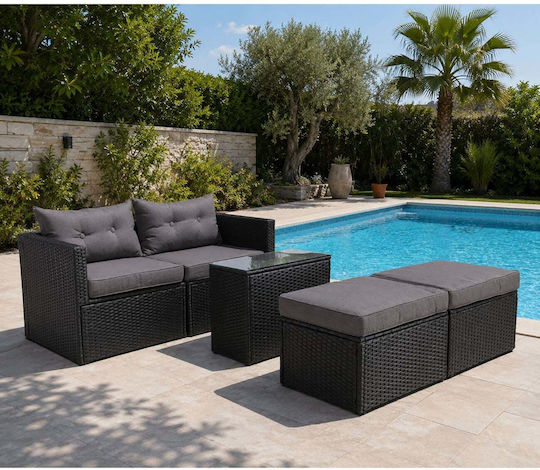 Set Salon Exterior Jakarta 2 Piese Negru cu Perne E6624,1