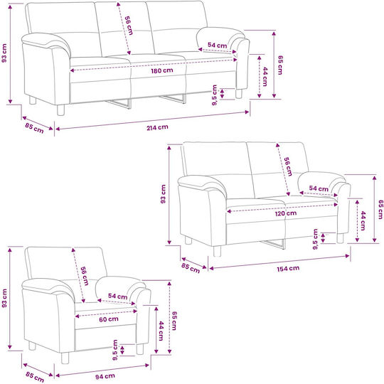 vidaXL Wohnzimmermöbel-Set 3-Sitzer & 3-Sitzer & Sessel
