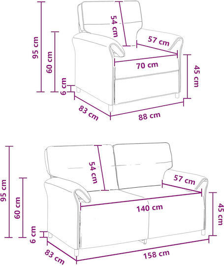 Living Room Furniture Set 2-Seater & Armchair