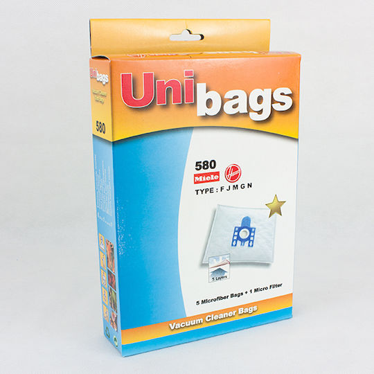 Unibags 580 Σακούλες Σκούπας 5τμχ Συμβατή με Σκούπα Miele