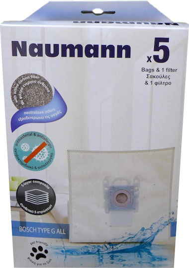 Naumann Type G 908064955 Vacuum Cleaner Bags 5pcs Compatible with Vacuum Cleaner Bosch