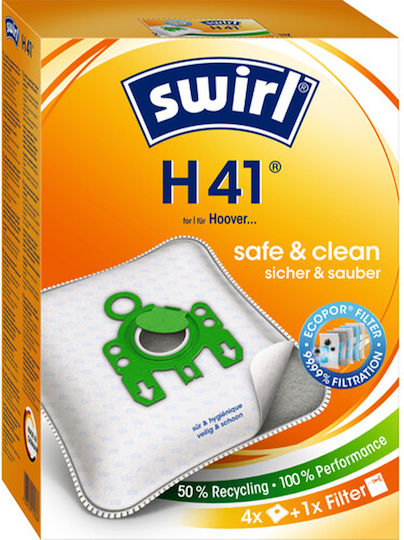 Swirl H41 Vacuum Cleaner Bags 4pcs Compatible with Vacuum Cleaner Hoover