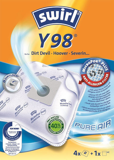 Swirl Y98 Vacuum Cleaner Bags 4pcs Compatible with Vacuum Cleaner Hoover / Severin / Dirt Devil
