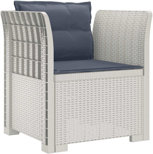Outdoor Chair Rattan White with Cushion