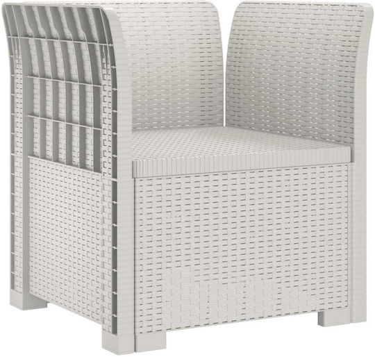 Outdoor Chair Rattan White with Cushion