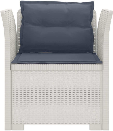 Outdoor Chair Rattan White with Cushion