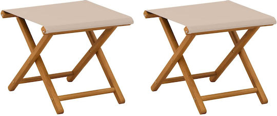 Outdoor Chair Wooden Beige with Cushion 2 Pieces 41x42x36.5cm