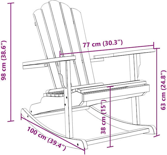 Scaun Leagăn Din Lemn Adirondack Teak 77x100x98 cm