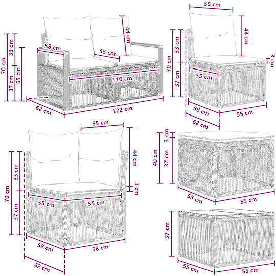 Set Cameră De Zi Pentru Exterior 11 Piese Gri Cu Perne