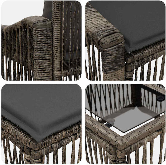 Set Cameră De Zi Exterior 7 Piese Gri Cu Perne