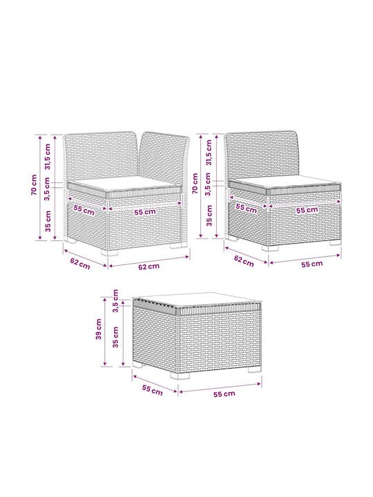 Three-Seater Outdoor Rattan Sofa with Cushions