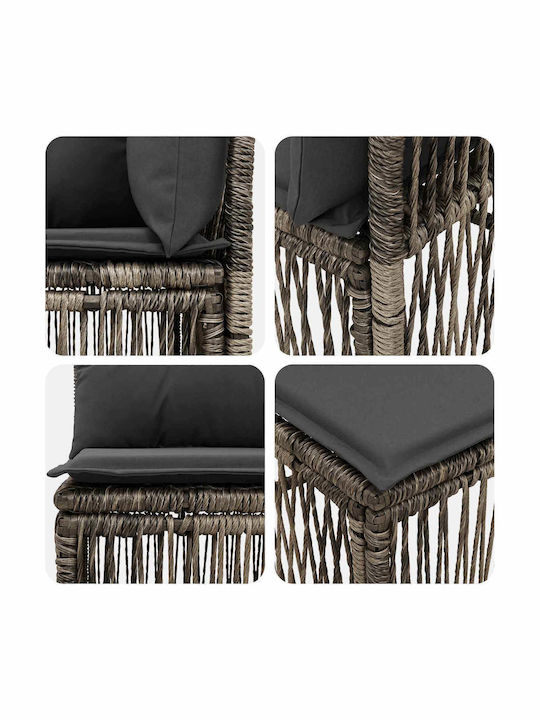 Three-Seater Outdoor Rattan Sofa With Cushions 62x62x70cm