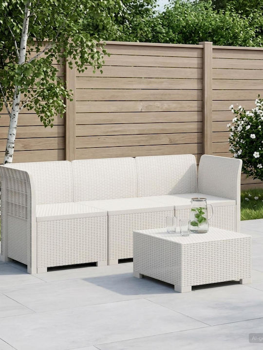 Three-Seater Outdoor Rattan Sofa with Cushions