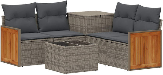 vidaXL Garden & Outdoor Furniture Sets Living Room Set Pieces 6 Grey and Dark Grey with Pillows