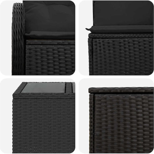 Set Camera De Zi Exterior 8 Piese Negru Cu Perne