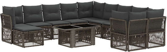 Set Cameră De Zi Exterior 12 Piese Vidaxl Cu Perne