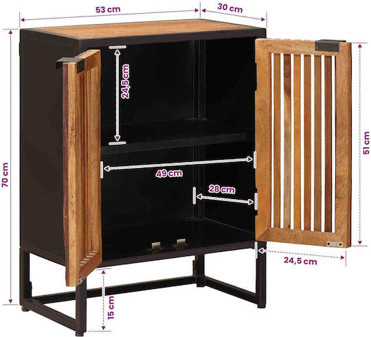 Wooden Sideboard Braun 53x30x70cm