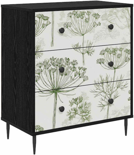 Gotha Sideboard Holz mit Schubladen Grüne Druck Holz 66x36.5x76cm