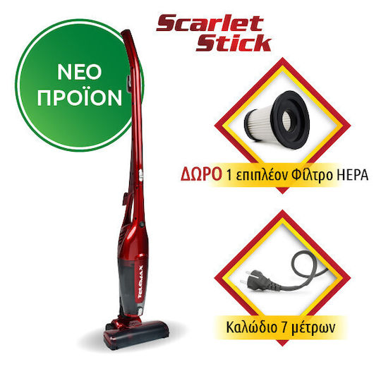 Telemax Electrică Aspirator 2 în 1 Stick & De Mână 1000W Roșie 31-0115