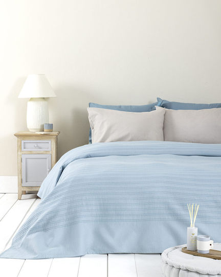 Nima Dune Denim Blue Pique Blanket Double 240x260cm