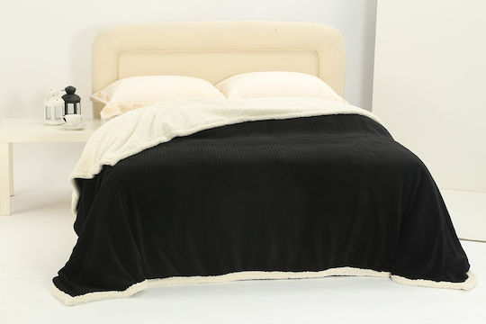 Silk Fashion Ananas Sherpa Decke Übergröße 220x240cm Schwarz