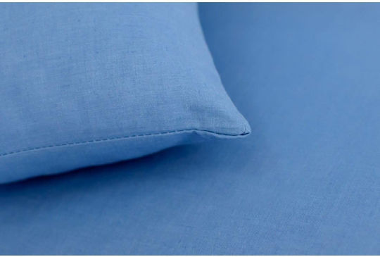 My Home Luxury Bettwäsche-Set mit 2 Kissenbezügen Super-Doppel mit Gummiband 160x200+37cm. Monochrome Blue Raf 3Stück