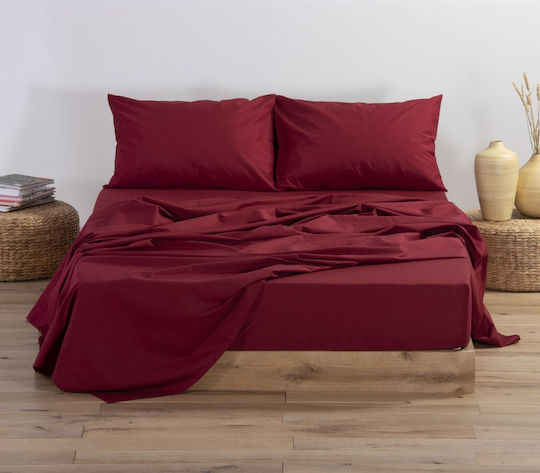 Nef-Nef Homeware Bettlaken Super-Doppel mit Gummiband 160x200+30cm. Basic Bordeaux