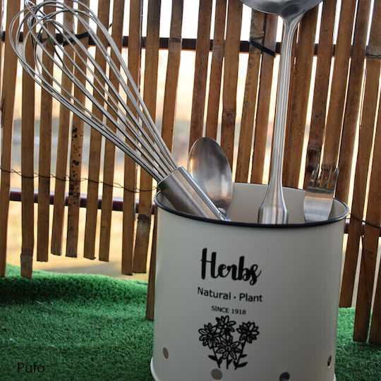 Metallischer Küchenorganizer Pufo Kräuter Organisation Lagerung Besteck Utensilien Teebeutel Kaffeekapseln Weiß