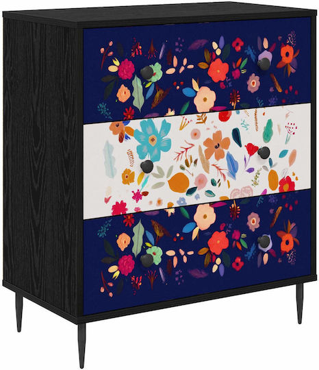 Chest of Drawers Wooden Mainz Floral Pattern 66x36.5x76cm
