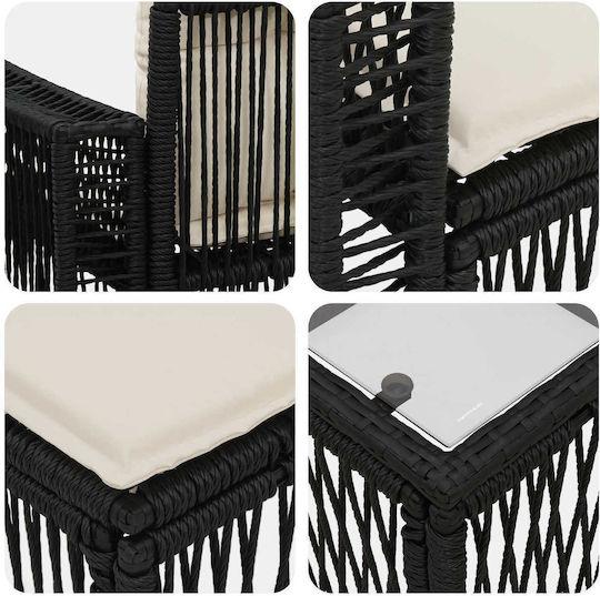 Garten- und Outdoor-Möbelsets Wohnzimmer Typsatz 8 Stück Schwarz mit Kissen