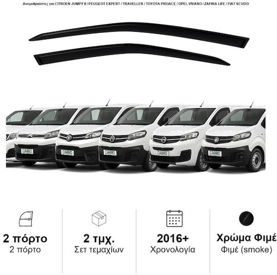 Heko Комплект Ветробрани Dark Fime за Peugeot Expert Opel Виваро Toyota Проас Citroen Jumpy 2бр